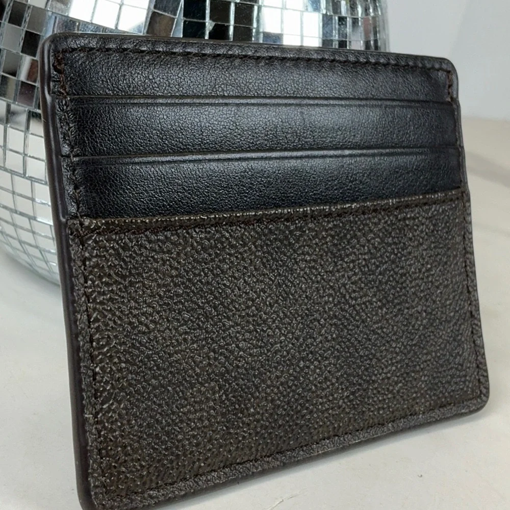 Michael Kors Brown Signature Card Holder Slim Wallet Men's Women's Unisex - Picture 6 of 8